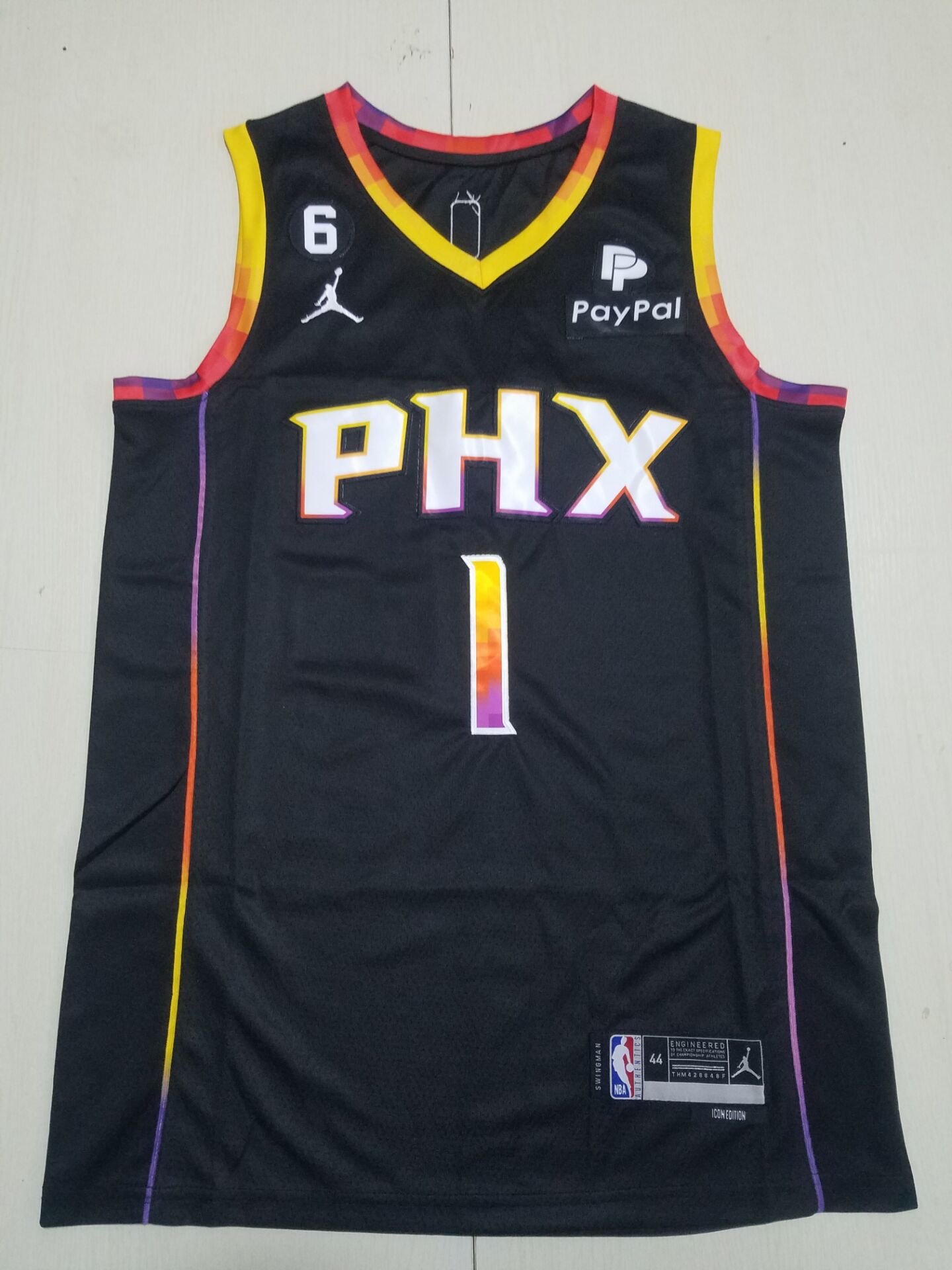 Men Phoenix Suns #1 Booker Black Paypal 2022 NBA Jersey